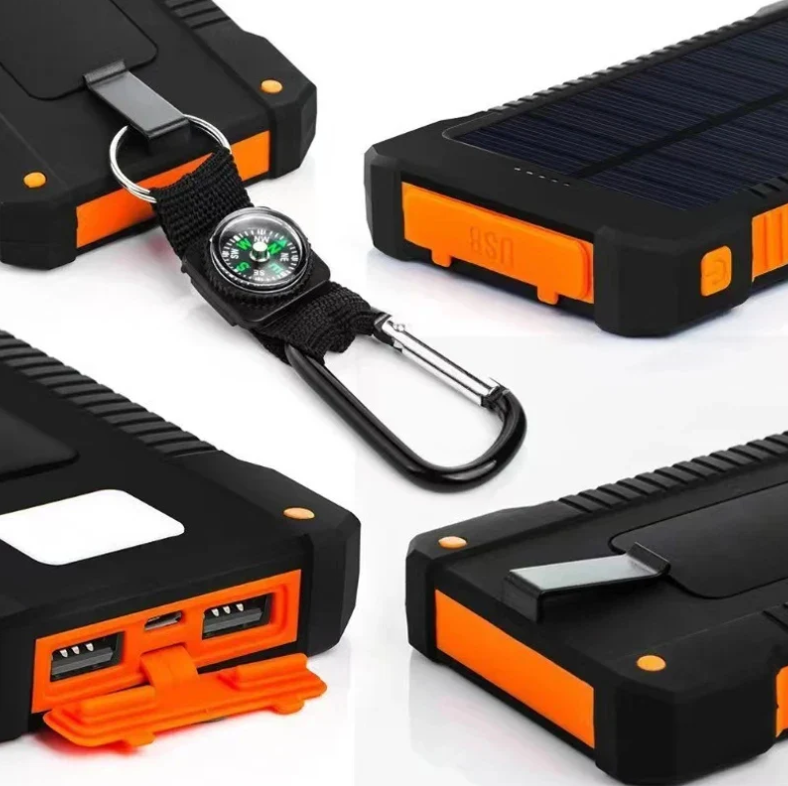 Solar Power Bank for Outdoor Camping with Compass and Flashlight