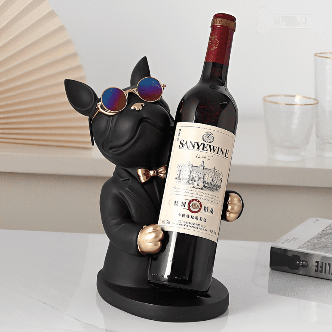 Premium Bulldog Wine Holder Statue