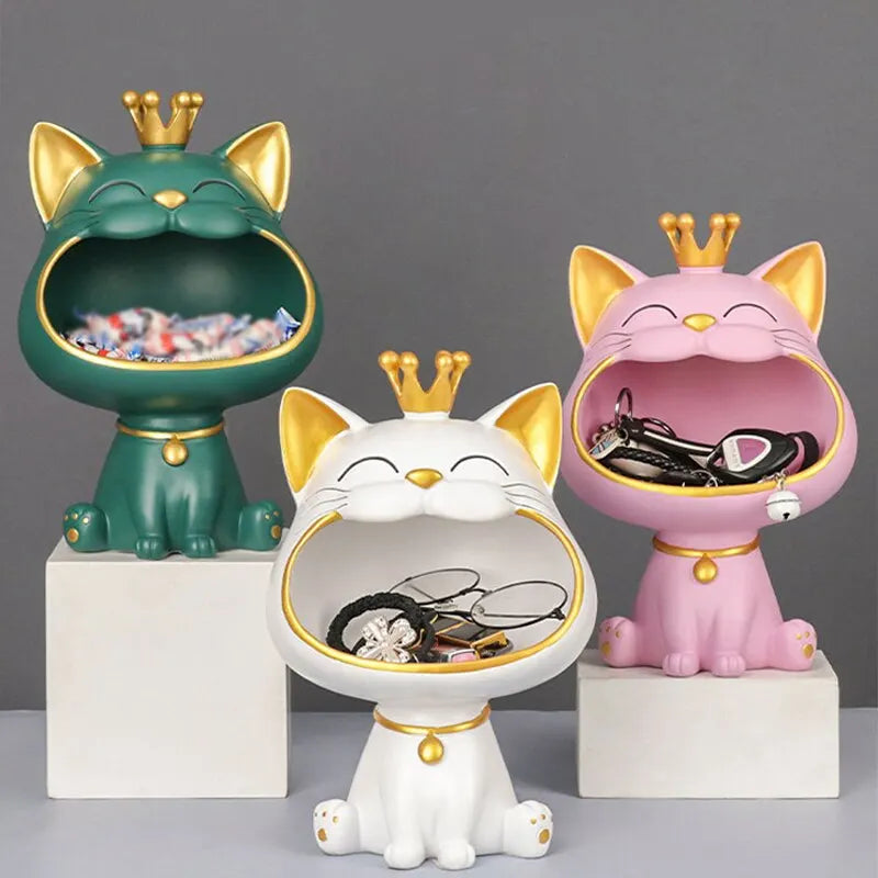 Decorative Cat Sculpture – Pet Object Organizer Statue