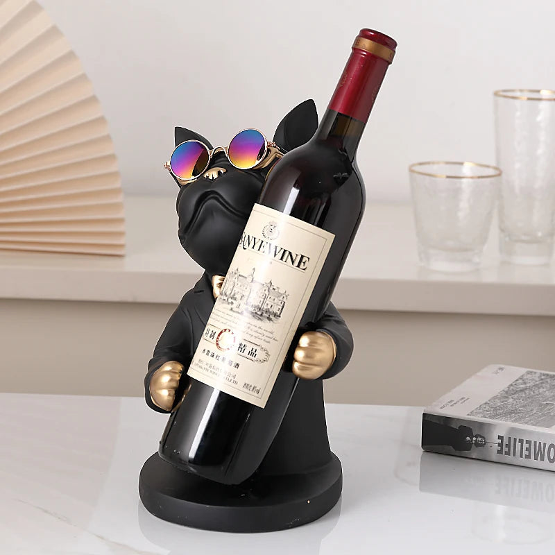 Premium Bulldog Wine Holder Statue