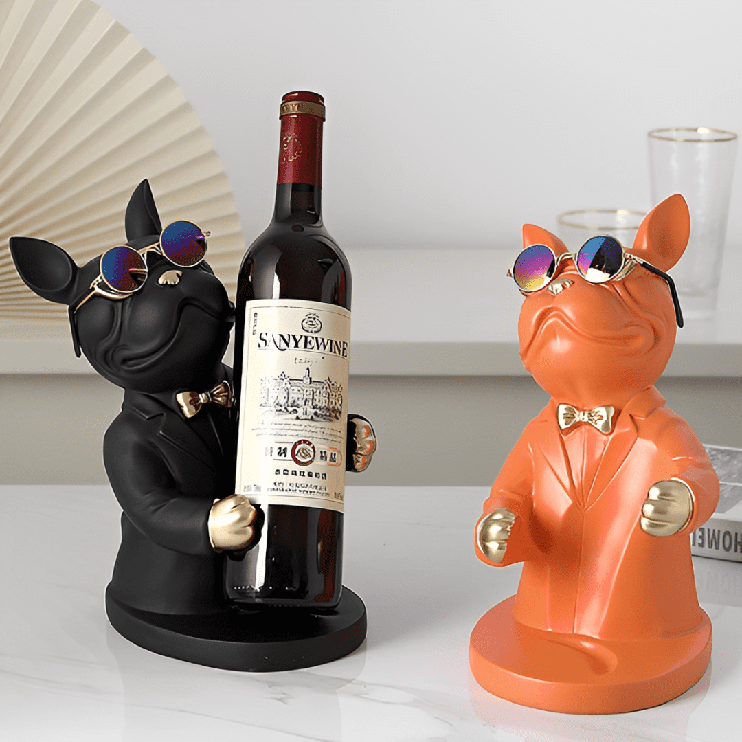 Premium Bulldog Wine Holder Statue