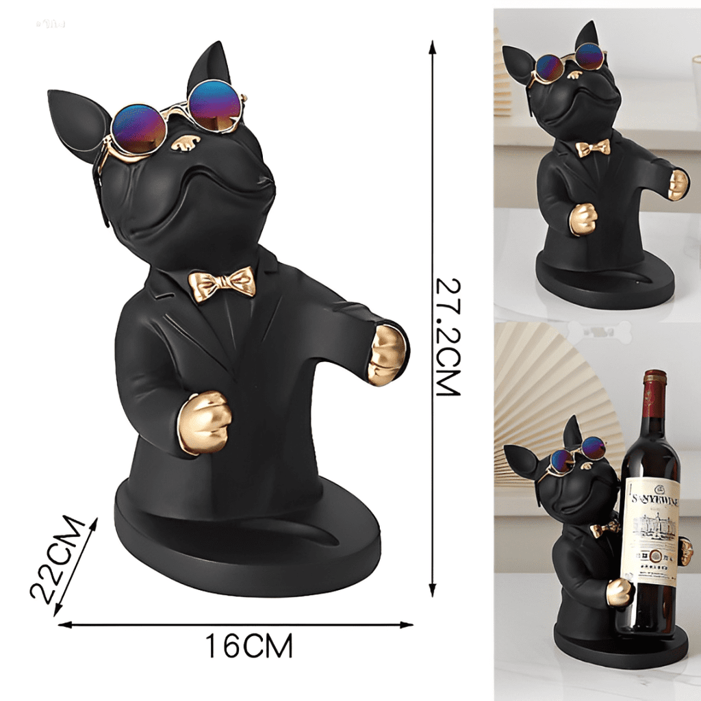 Premium Bulldog Wine Holder Statue