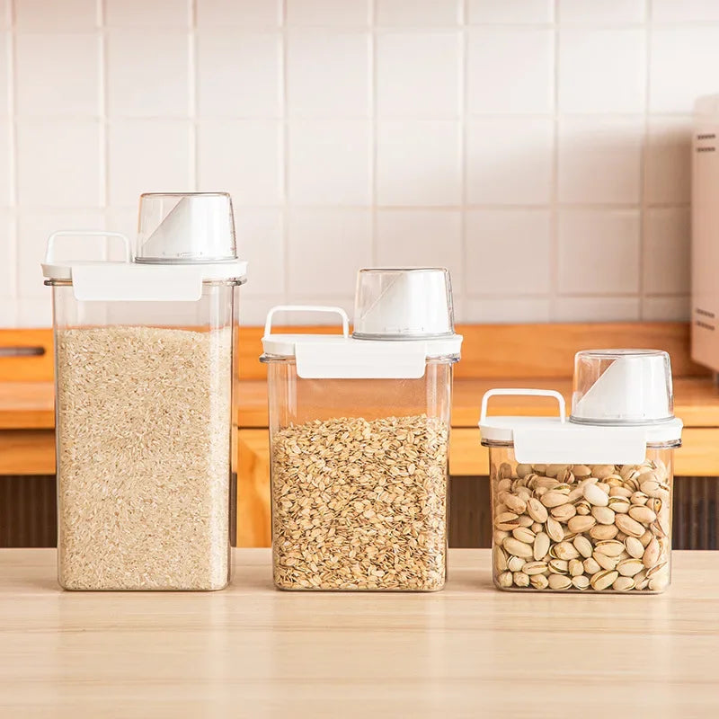 Airtight Laundry Detergent and Cereal Dispenser Organizer with Measuring Cup