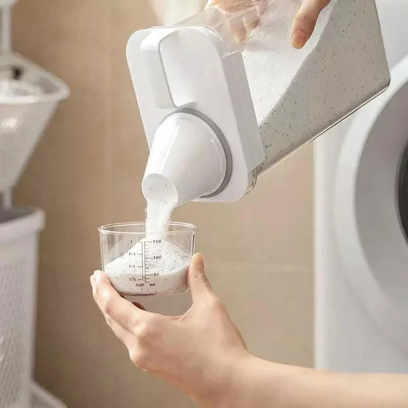Airtight Laundry Detergent and Cereal Dispenser Organizer with Measuring Cup