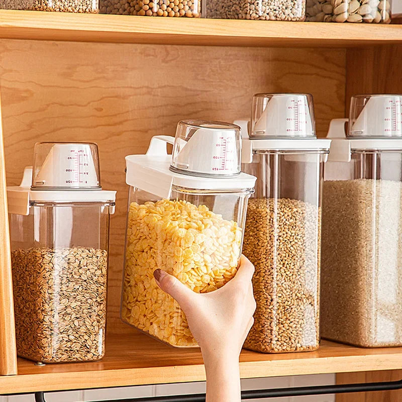 Airtight Laundry Detergent and Cereal Dispenser Organizer with Measuring Cup