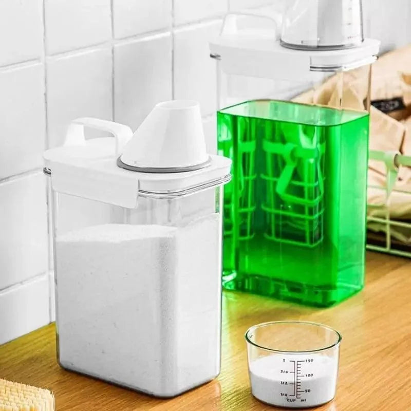 Airtight Laundry Detergent and Cereal Dispenser Organizer with Measuring Cup