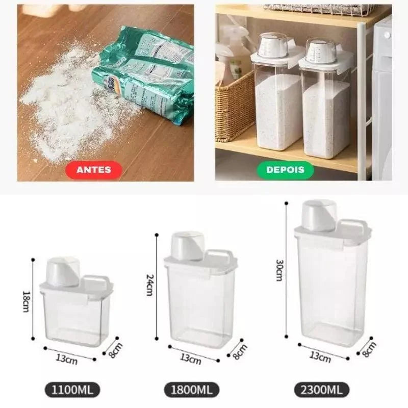 Airtight Laundry Detergent and Cereal Dispenser Organizer with Measuring Cup
