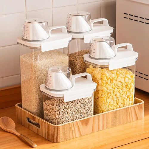 Airtight Laundry Detergent and Cereal Dispenser Organizer with Measuring Cup