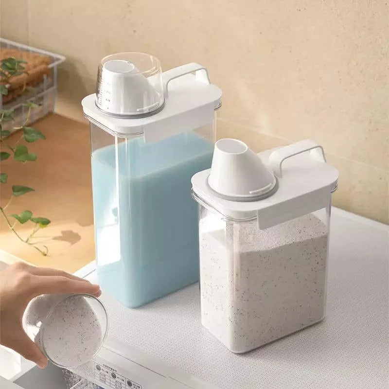 Airtight Laundry Detergent and Cereal Dispenser Organizer with Measuring Cup