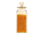 Amber Glass Jar with Heart-Shaped Lid