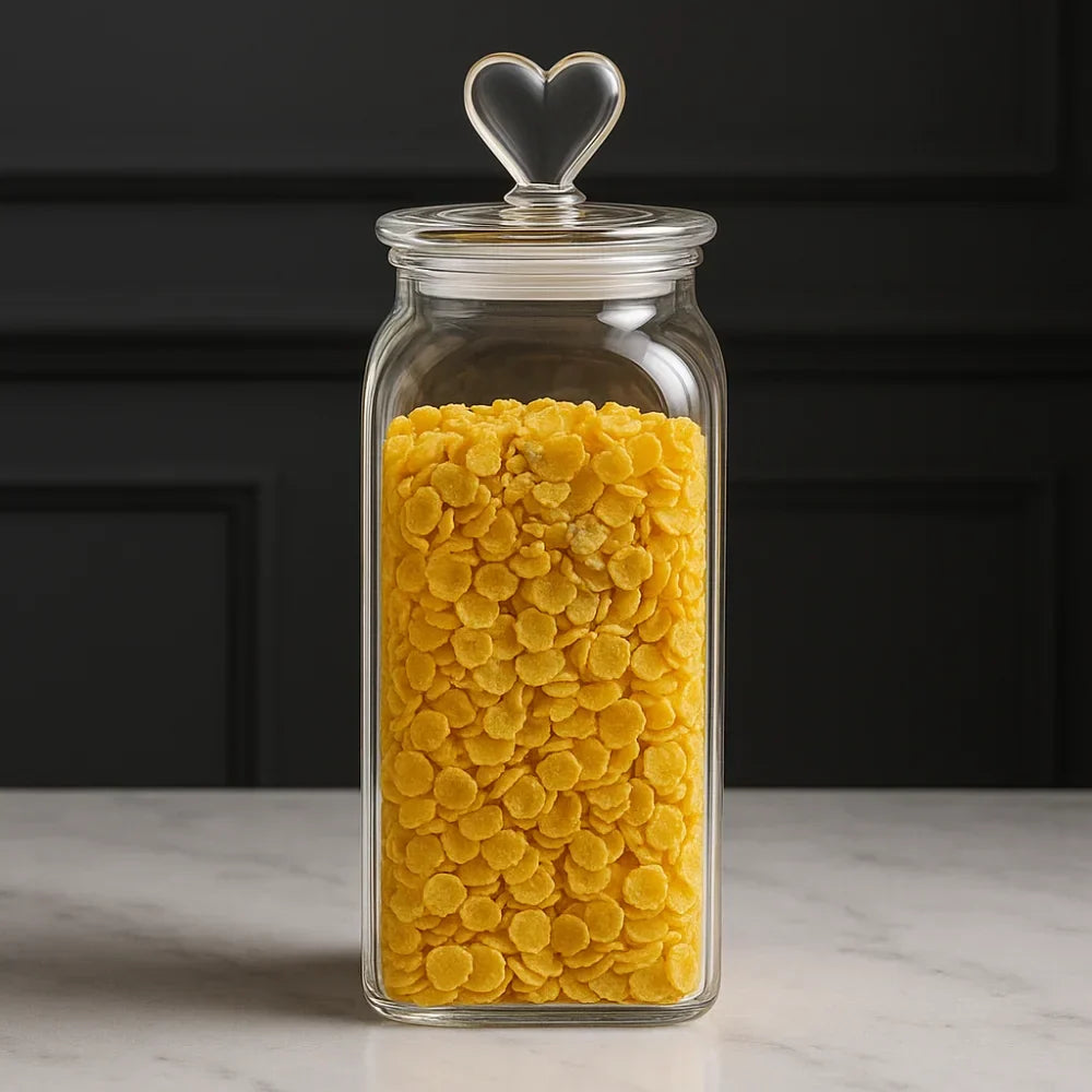 Amber Glass Jar with Heart-Shaped Lid