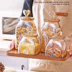 Amber Glass Jar with Heart-Shaped Lid