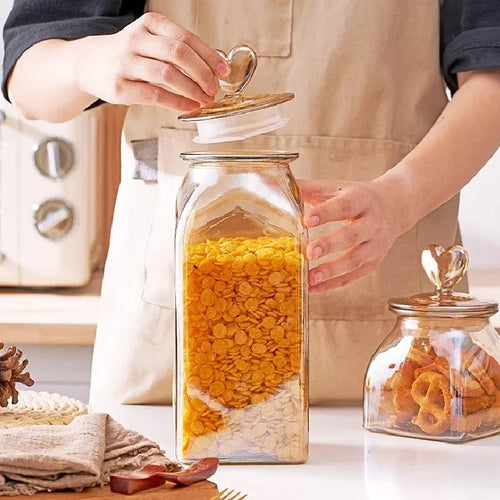 Amber Glass Jar with Heart-Shaped Lid