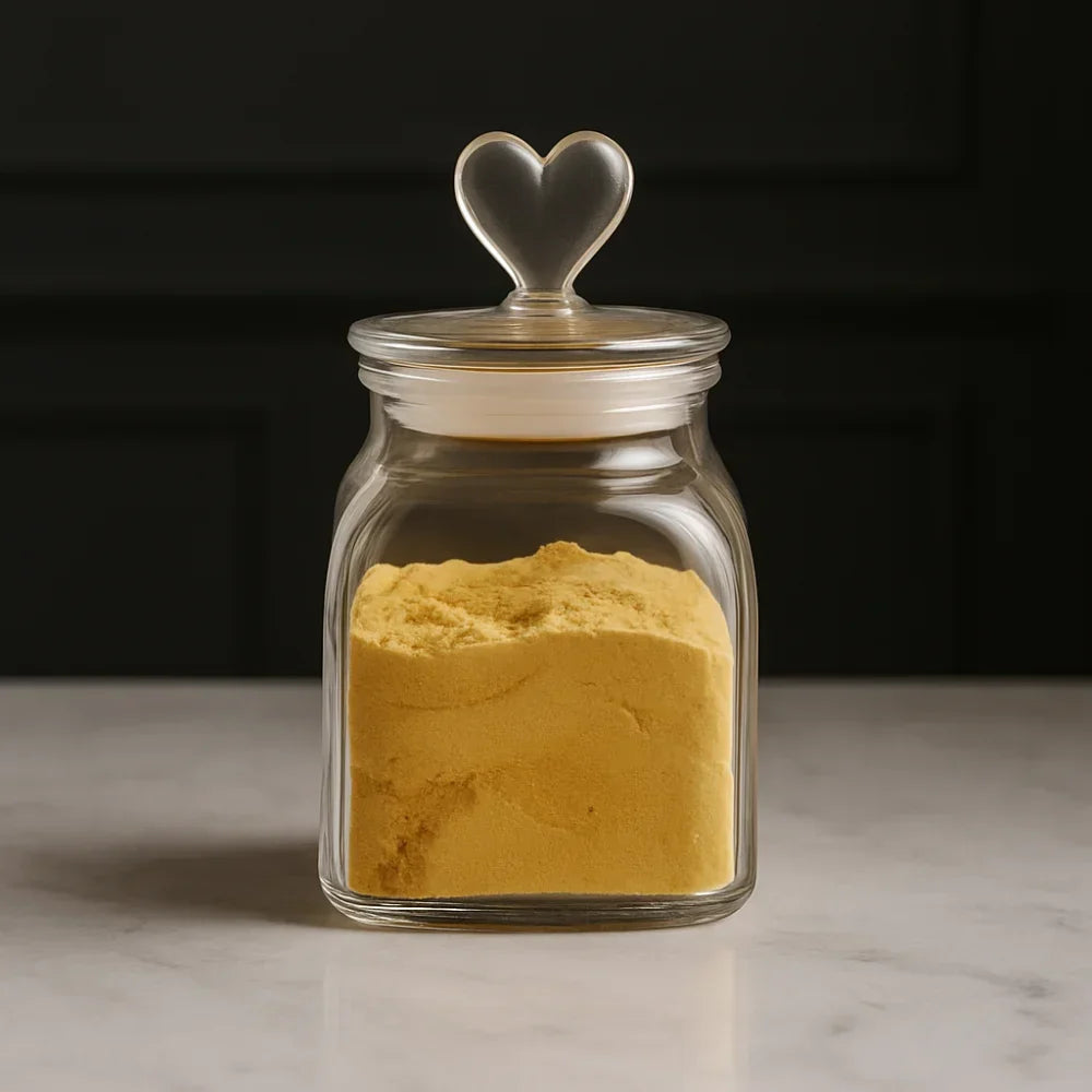Amber Glass Jar with Heart-Shaped Lid
