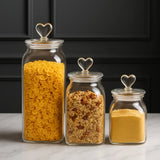 Amber Glass Jar with Heart-Shaped Lid